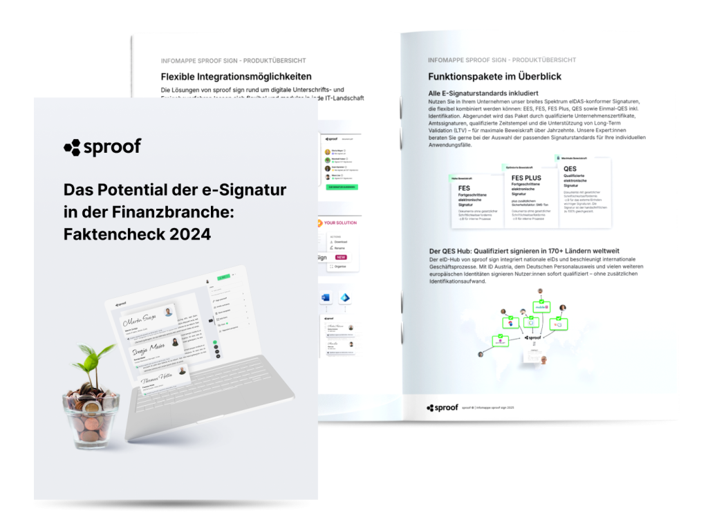 Mockup Whitepaper e-Signatur in der Finanzbranche - sproof