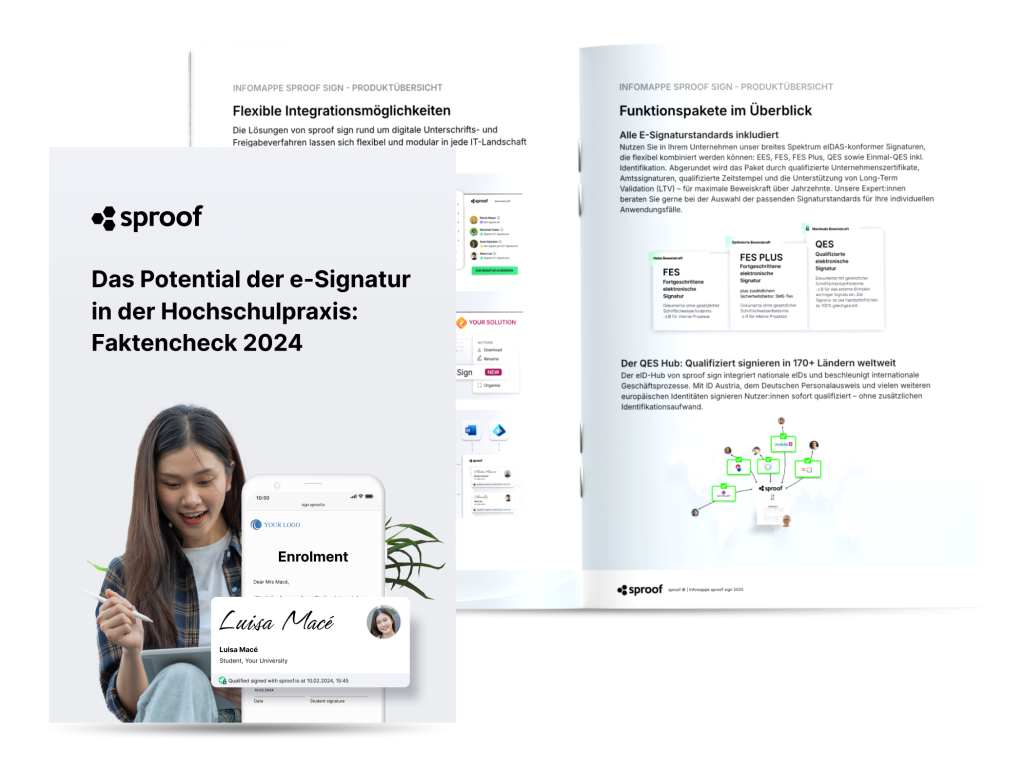 Mockup Whitepaper e-Signatur in der Hochschulpraxis - sproof